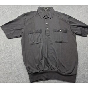 Alan Stuart Mens Medium Knit Design Short Sleeve Banded Hem Polo Shirt